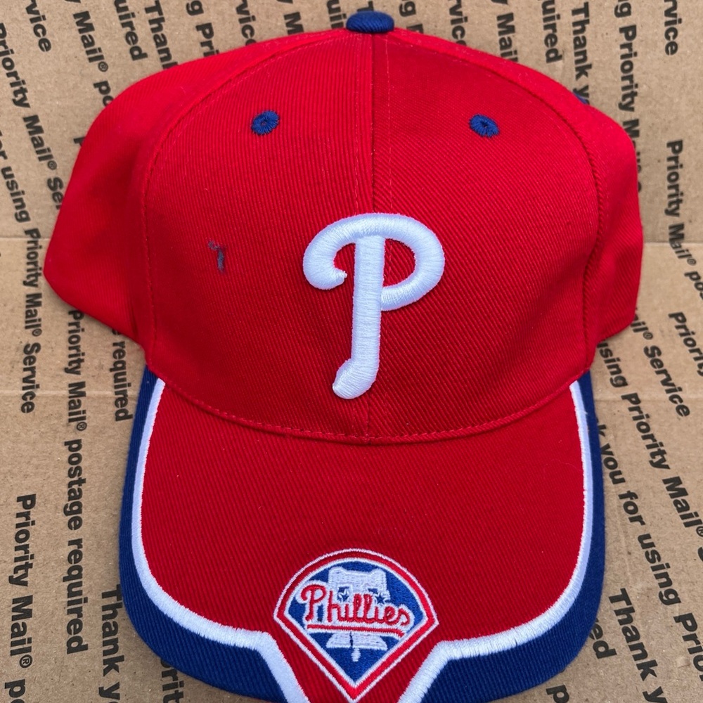 Vtg Philadelphia Phillies Hat Cap Men’s Red Strapback Twins Enterprise 90s
